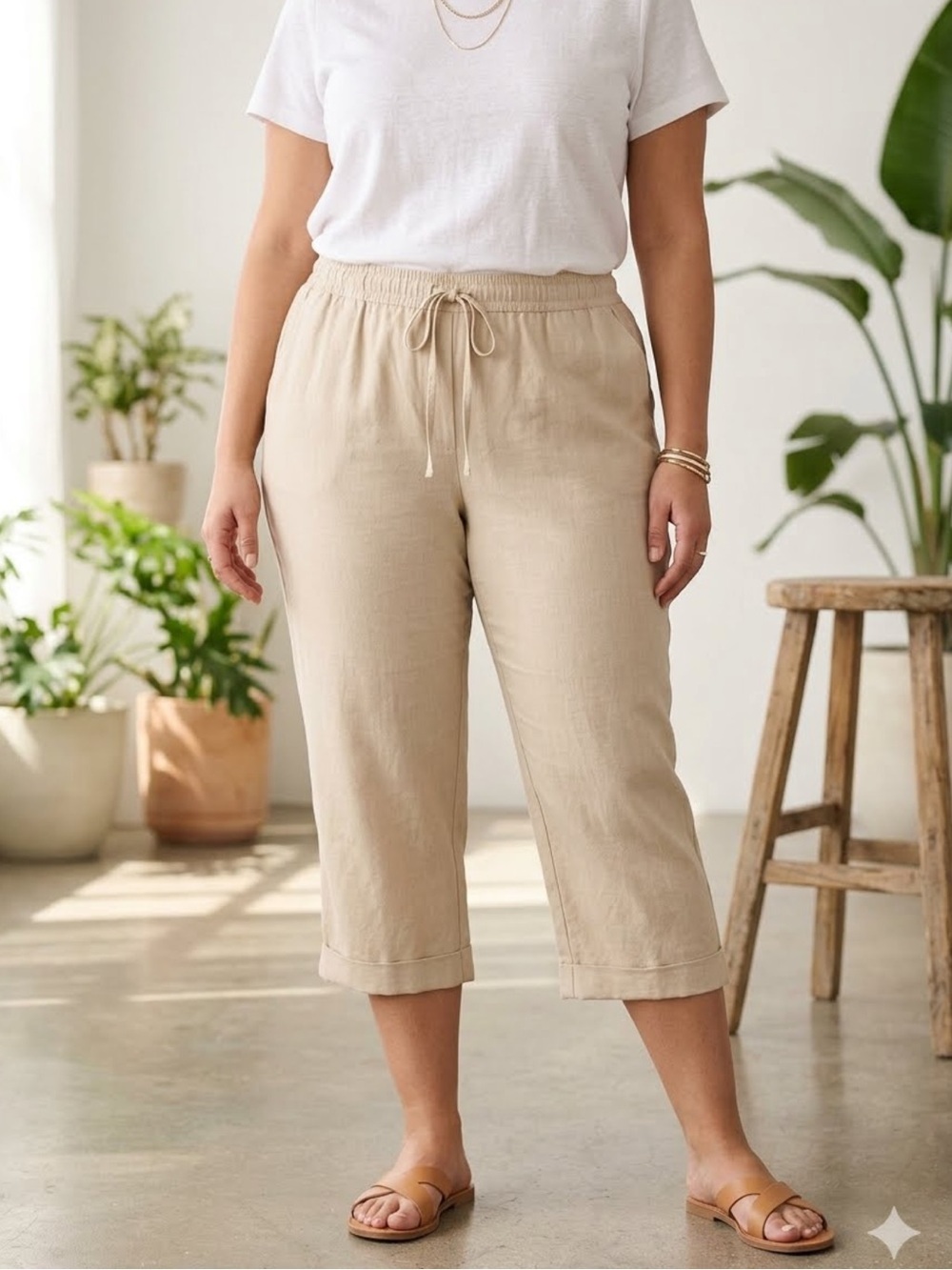 New York & Company linen-blend style capri pants women’s size 16